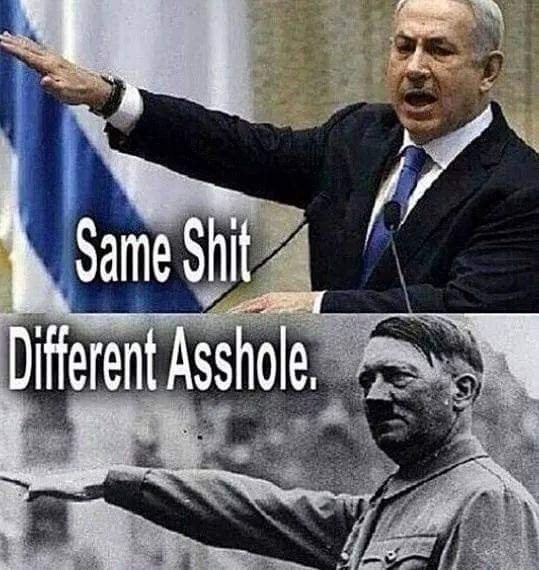 Benjamin Netanyahu copying Adolf Hitler.