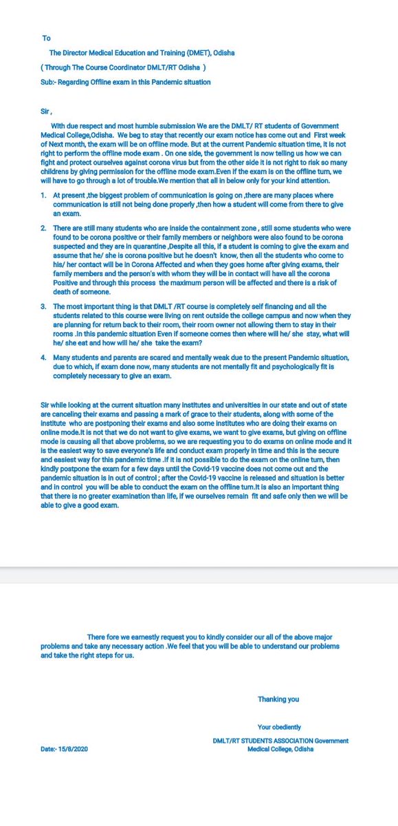Subhraj98883363's tweet photo. Our demand online exam. Try to understand our problems &amp; take necessary action. It's our request to government..@drharshvardhan @DHE_Odisha @otvnews @KANAKNEWS @samajalive https://t.co/D180QG7Rtm
