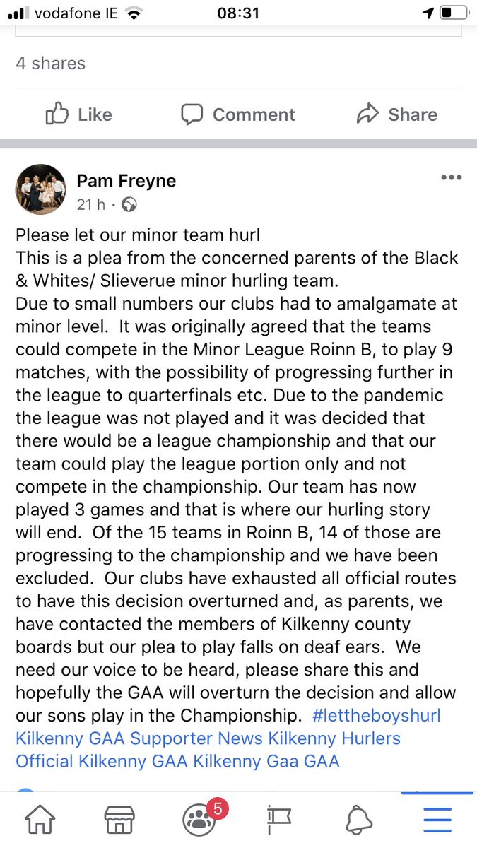 <a href="/KilkennyCLG/">Kilkenny GAA</a> need to do the right thing here and allow these young lads compete in the hurling championship. Absolutely disgraceful that they are being denied this opportunity to play. A little bit of leadership, compassion, decency and common sense required - #LetThemPlay