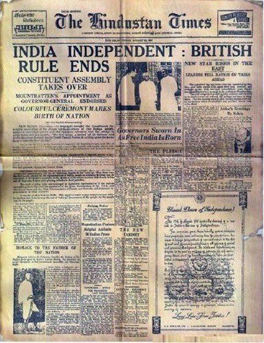 ShashiTharoor's tweet photo. “A moment comes, which comes but rarely in history”: front pages 73 years ago #happyindependenceday2020 https://t.co/WpwYBGpuwU