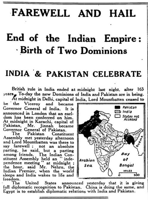 ShashiTharoor's tweet photo. The international media were a little more subdued, but Indian independence was front page news everywhere 73 years ago: https://t.co/1GZaDwVd0i