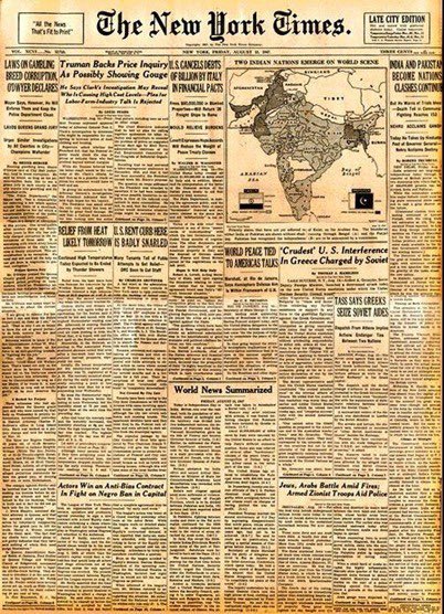 ShashiTharoor's tweet photo. The international media were a little more subdued, but Indian independence was front page news everywhere 73 years ago: https://t.co/1GZaDwVd0i