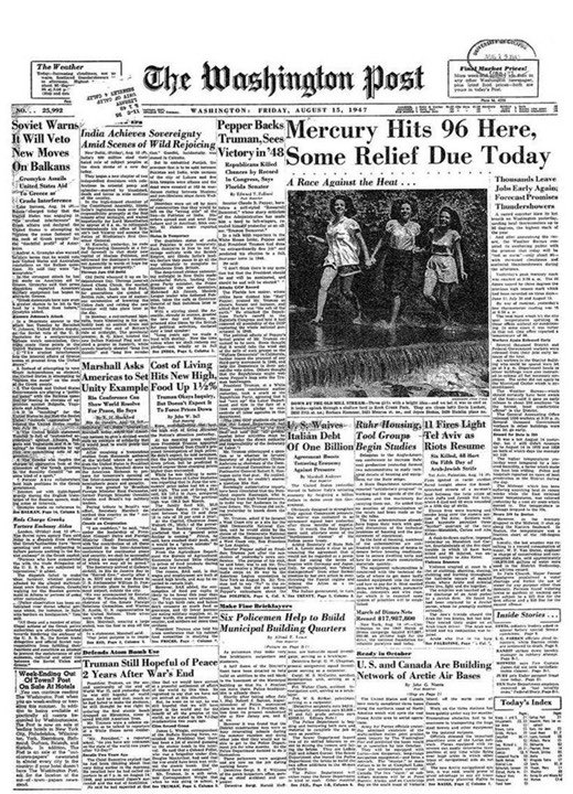 ShashiTharoor's tweet photo. The international media were a little more subdued, but Indian independence was front page news everywhere 73 years ago: https://t.co/1GZaDwVd0i