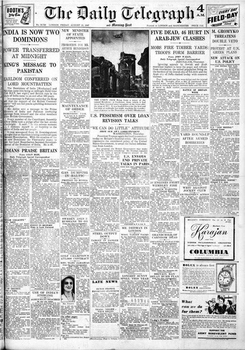 ShashiTharoor's tweet photo. The international media were a little more subdued, but Indian independence was front page news everywhere 73 years ago: https://t.co/1GZaDwVd0i