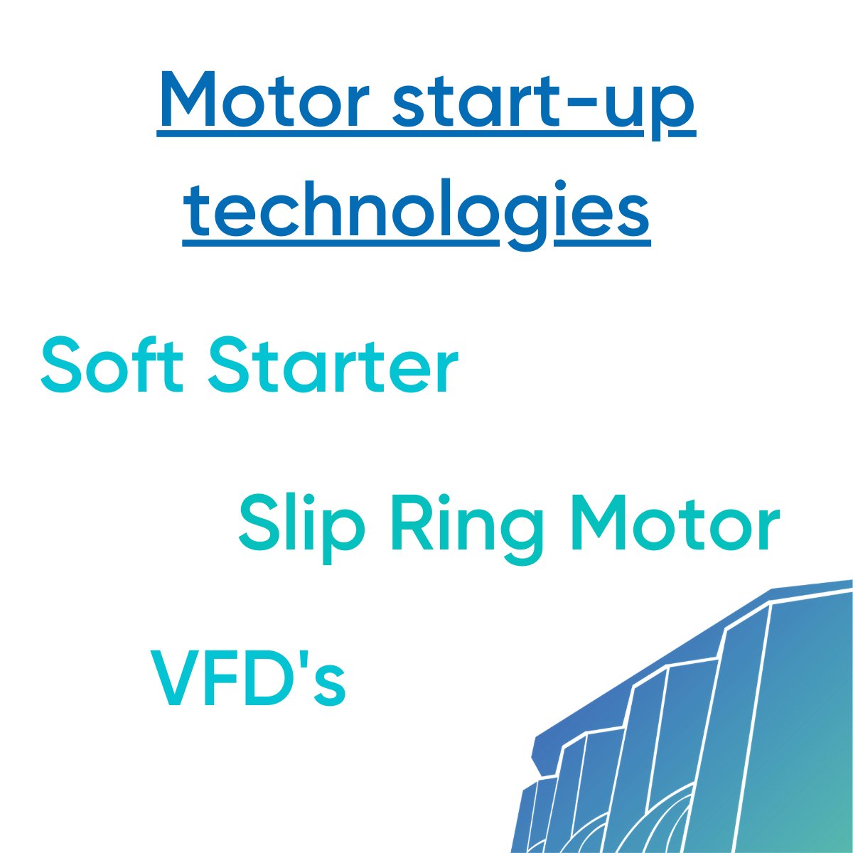 We investigated a number of different start up methods for motors. These included Soft Starters, Slip Ring #Motors and Variable #Frequency #Drives. Check out the paper to see how they performed and which did the best in terms of voltage dip mitigation - buff.ly/31WsPmO