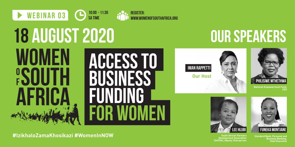 WomenOfZA's tweet photo. We demand access to business funding for Women. 

Register NOW to join the conversation: https://t.co/6vXp11GDwi

#IzikhaloZamakhosikazi #WomenInNOW https://t.co/q4evCEGf3c
