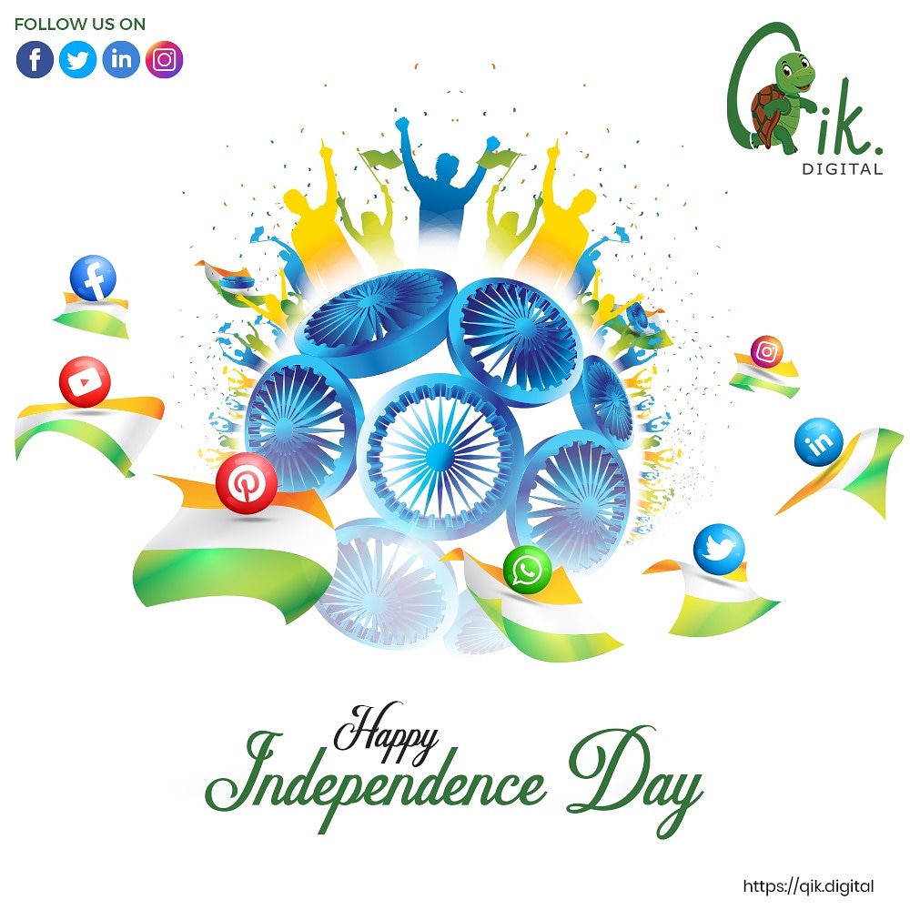 qikdigital's tweet photo. This #IndependenceDay, let us pledge and toil towards a harmonious, peaceful and pandemic-free future. Revel in the spirit of the tri-coloured banner and remember the sacrifices of our ancestors. Jai Hind! https://t.co/oi19ZGHSUs wishes you a happy #74thIndependenceDay! https://t.co/sTNLwT1EUw