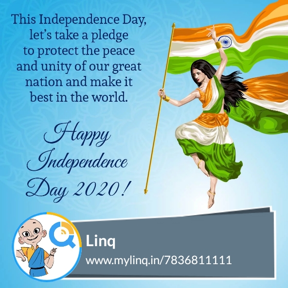 Talk2Linq's tweet photo. Thousands laid down their lives so that we can live free with dignity and pride...so that we can #DreamBigDoBig 
Let's remember and salute them. #HappyIndependenceDay

 #ProudToBeIndian  #IndependenceDay2020 #IncredibleIndia #swatantratadiwas #MeraBharatMahan https://t.co/sApDiOs5wi