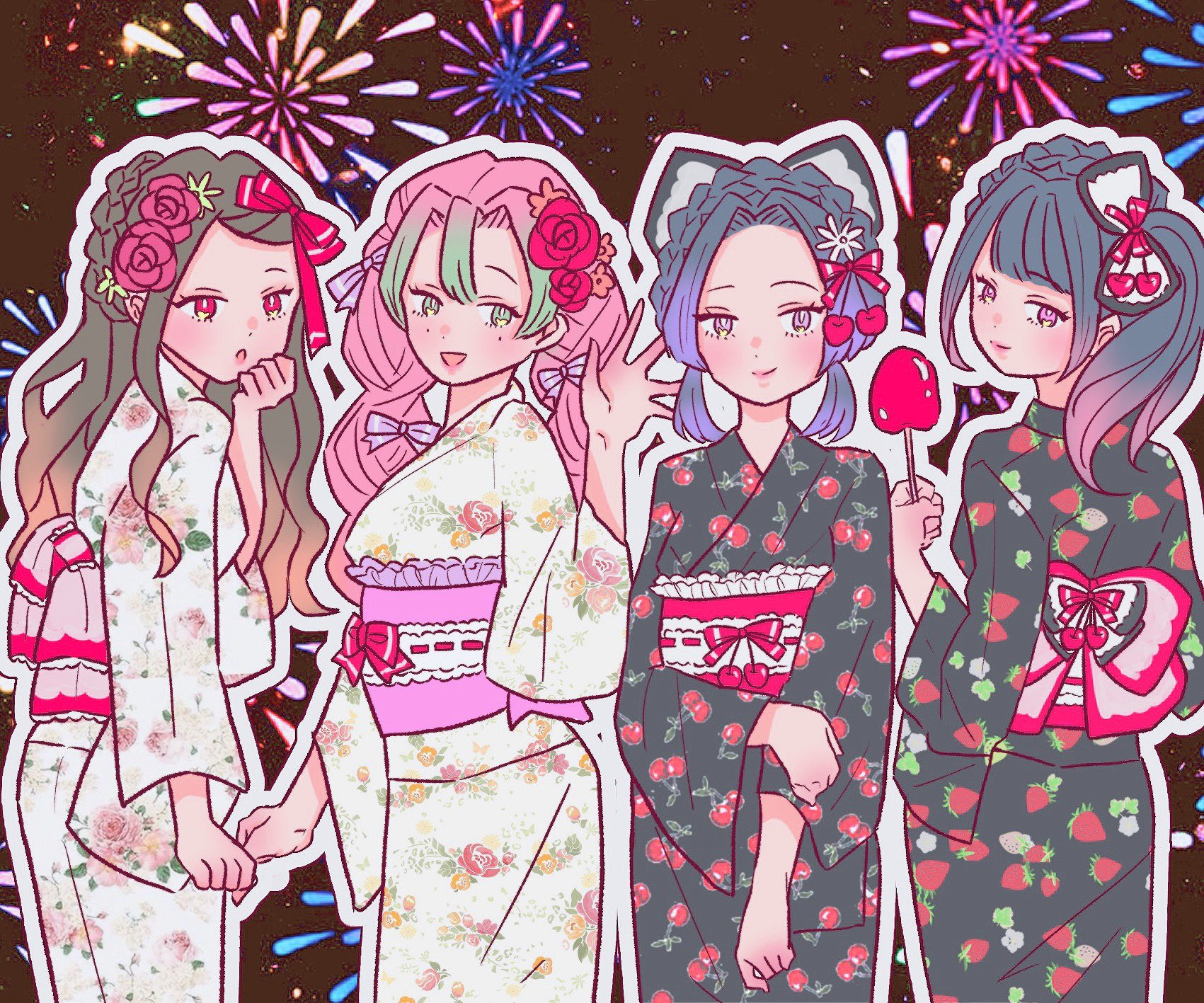 𝕟𝕠𝕓𝕒𝕣𝕒 お盆ですね 鬼滅の浴衣女子 鬼滅の刃イラスト T Co 9gogy08ev3 Twitter