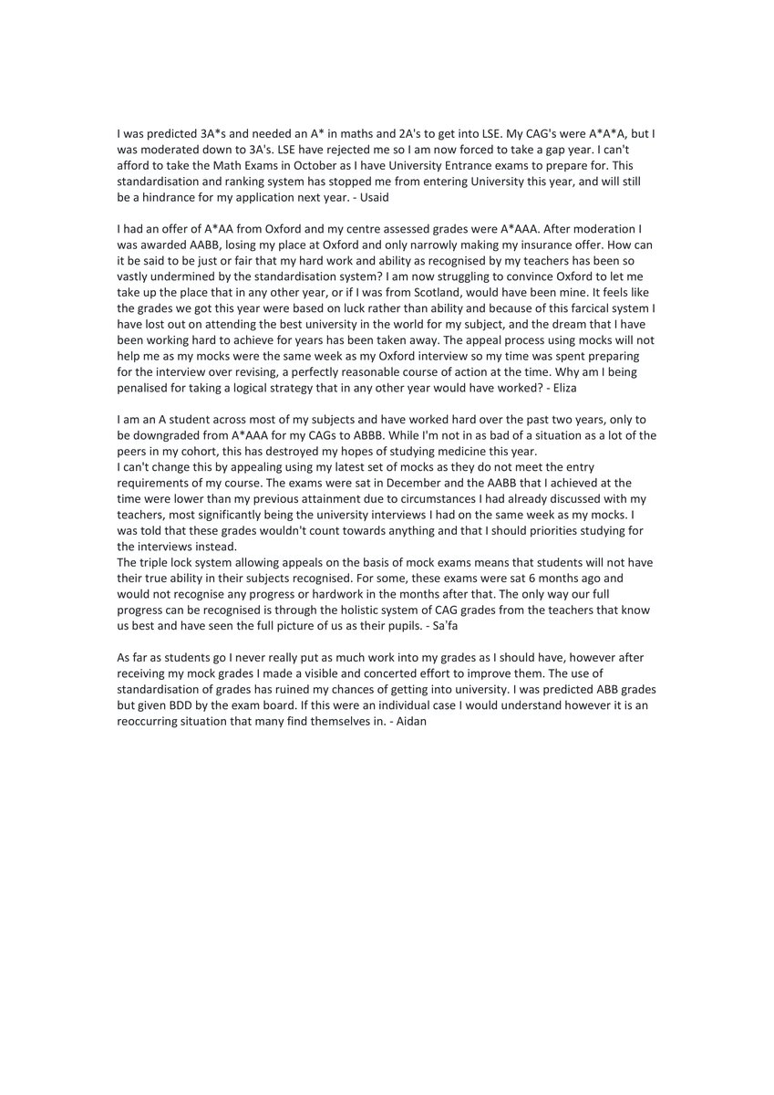 eeli_zaa's tweet photo. Our open letter to @BorisJohnson @GavinWilliamson @ofqual #AlevelResults #alevels2020 https://t.co/znqAaRvQqG
