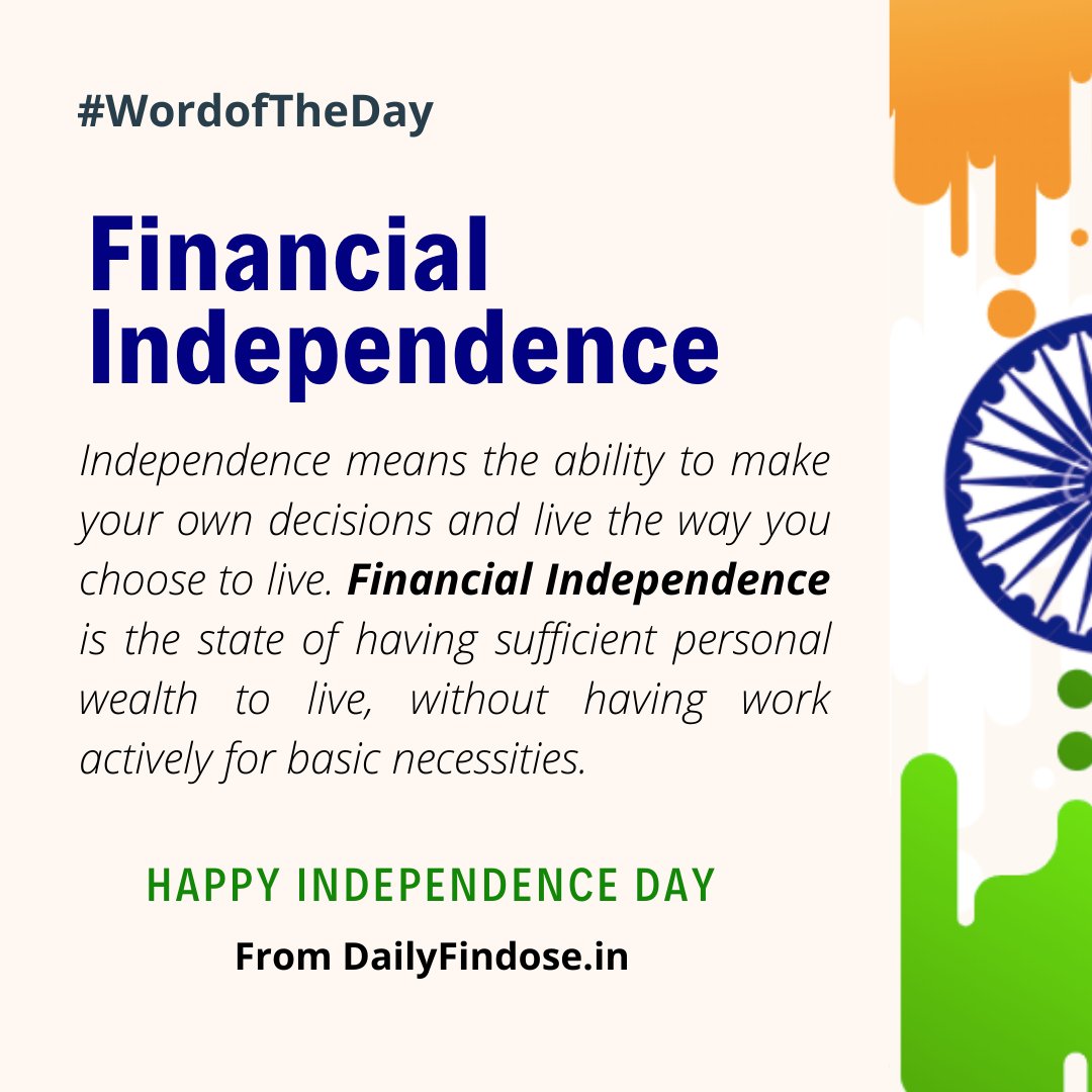 DailyFinDoseIN's tweet photo. #IndependenceDay #IndependenceDay2020 #FinancialFreedom #FI #Independence 
Follow to Learn Finance in an Easy way. https://t.co/YNctLo11YP