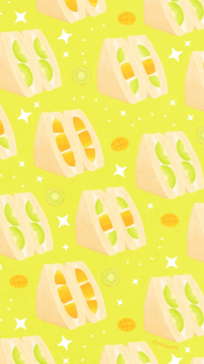 Omiyu お返事遅くなります ٹوئٹر پر マンゴーとキウイのサンド Illust Illustration 壁紙 イラスト Iphone壁紙 フルーツサンド サンドイッチ 食べ物 Sandwich Fruitssand キウイ