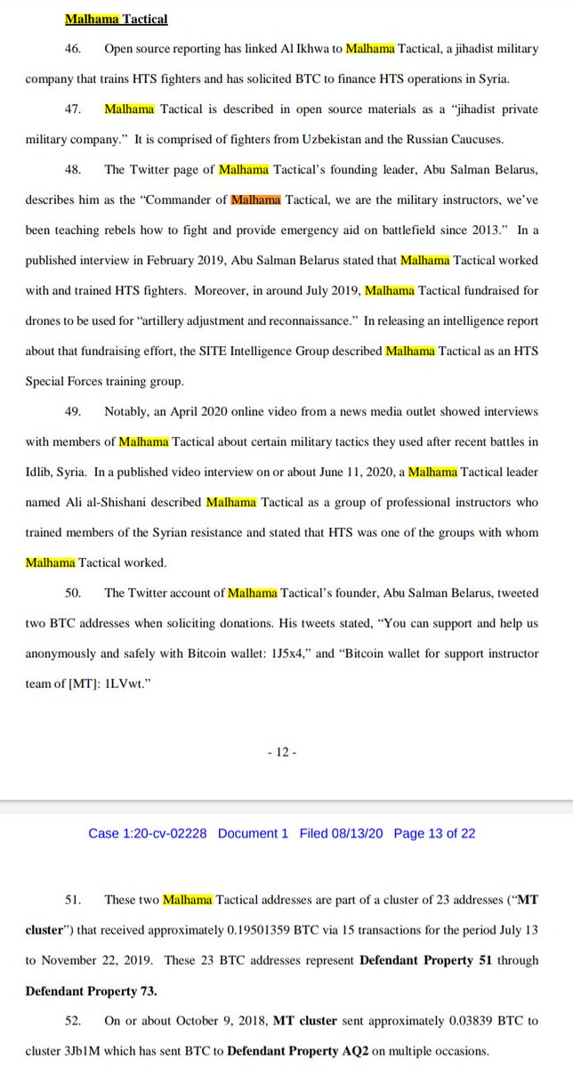 NicheIntel's tweet photo. Here is the Department of Justice write up that outlines #MalhamaTactical's role and how two of their accounts were used to raise money, part of which was funnelled to al-Qaeda. https://t.co/YDj9NHsv9q