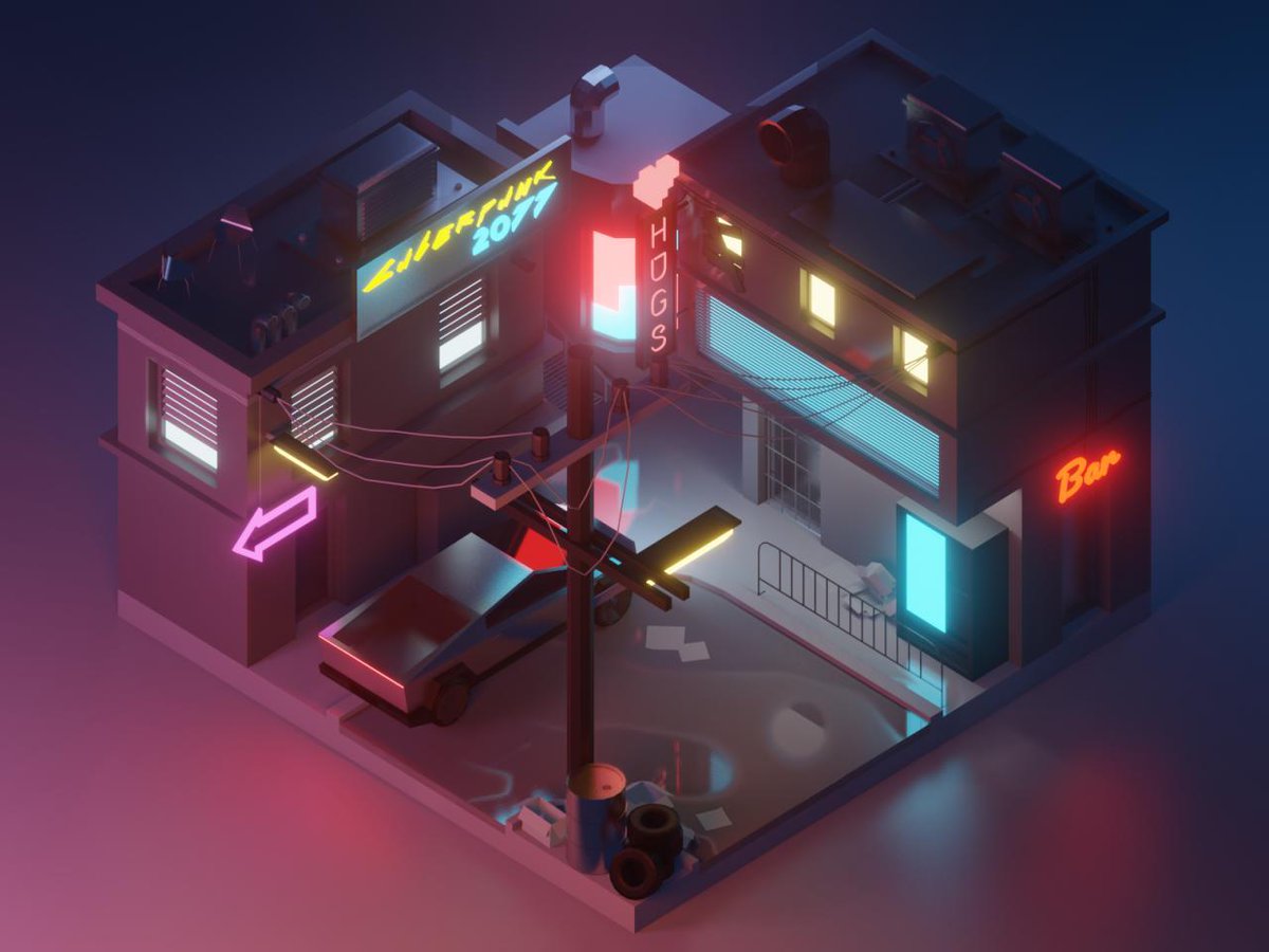 В ожидании выхода <a href="/CyberpunkGame/">Cyberpunk 2077</a> замутил вот такую сценку
#Cyberpunk2077 #Cyberpunk