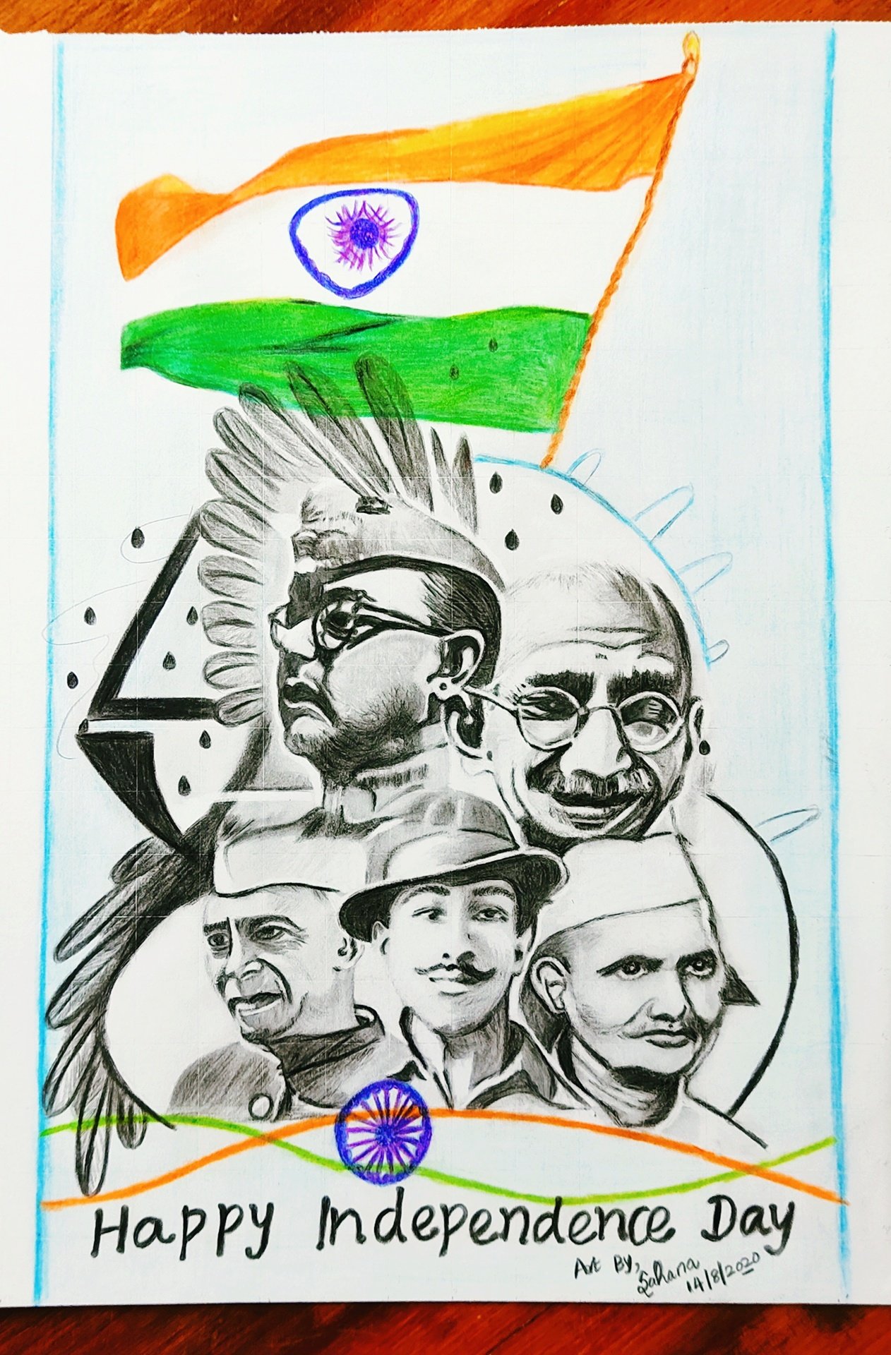 Independence Day Drawing 15th August  Independence Day Drawing 15th  August TinyPrintsArt Stationary Used Drawing book Doms Oil Pastels  Greebel Oil Pastels Sharpie independenceday  By Tiny Prints Art  Academy  Facebook