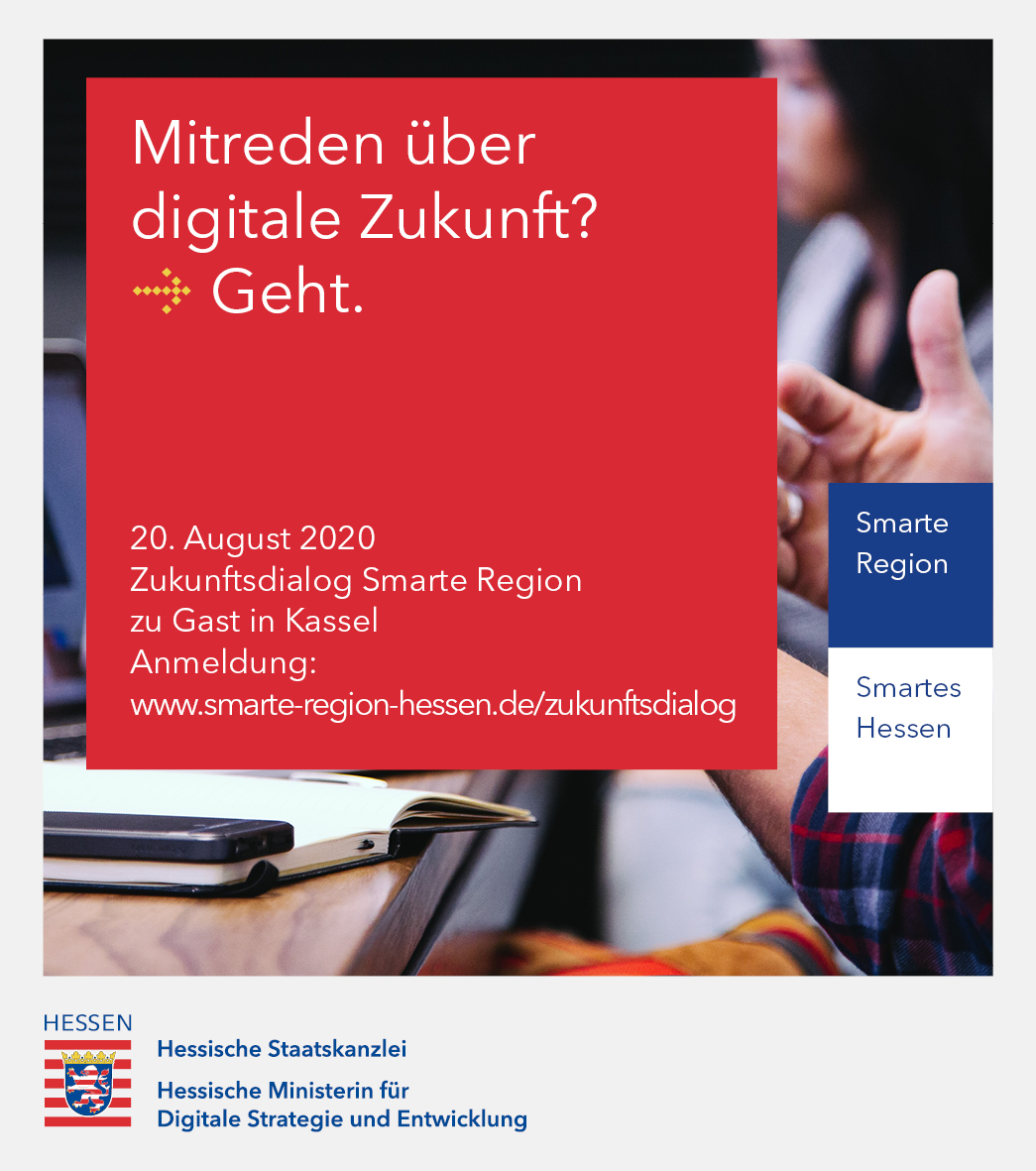 Wie stellst du dir deine digitale Zukunft in deiner Region vor? Fährst du im autonom gesteuerten Auto in den Supermarkt oder kommt deine Bestellung per Drohne? Erzähl es uns und anderen beim #Zukunftsdialog Smarte Region am 20. August rb.gy/8kcw15 
#digitaleshessen