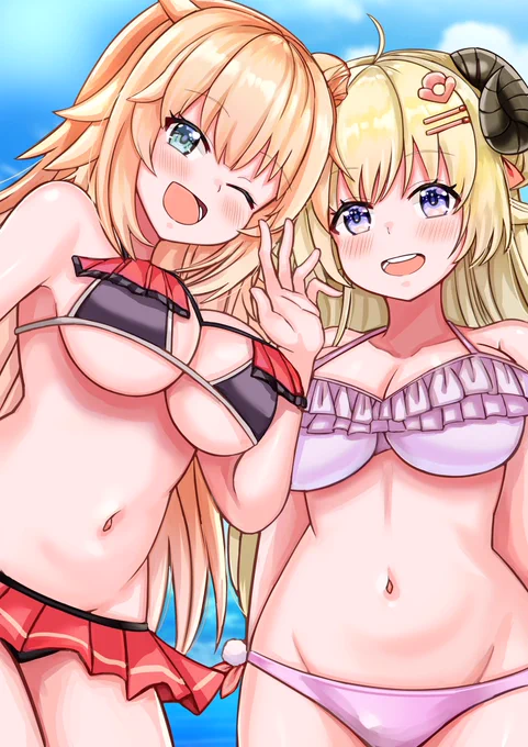 水着はあわた!!

 #はあとart #つのまきあーと 