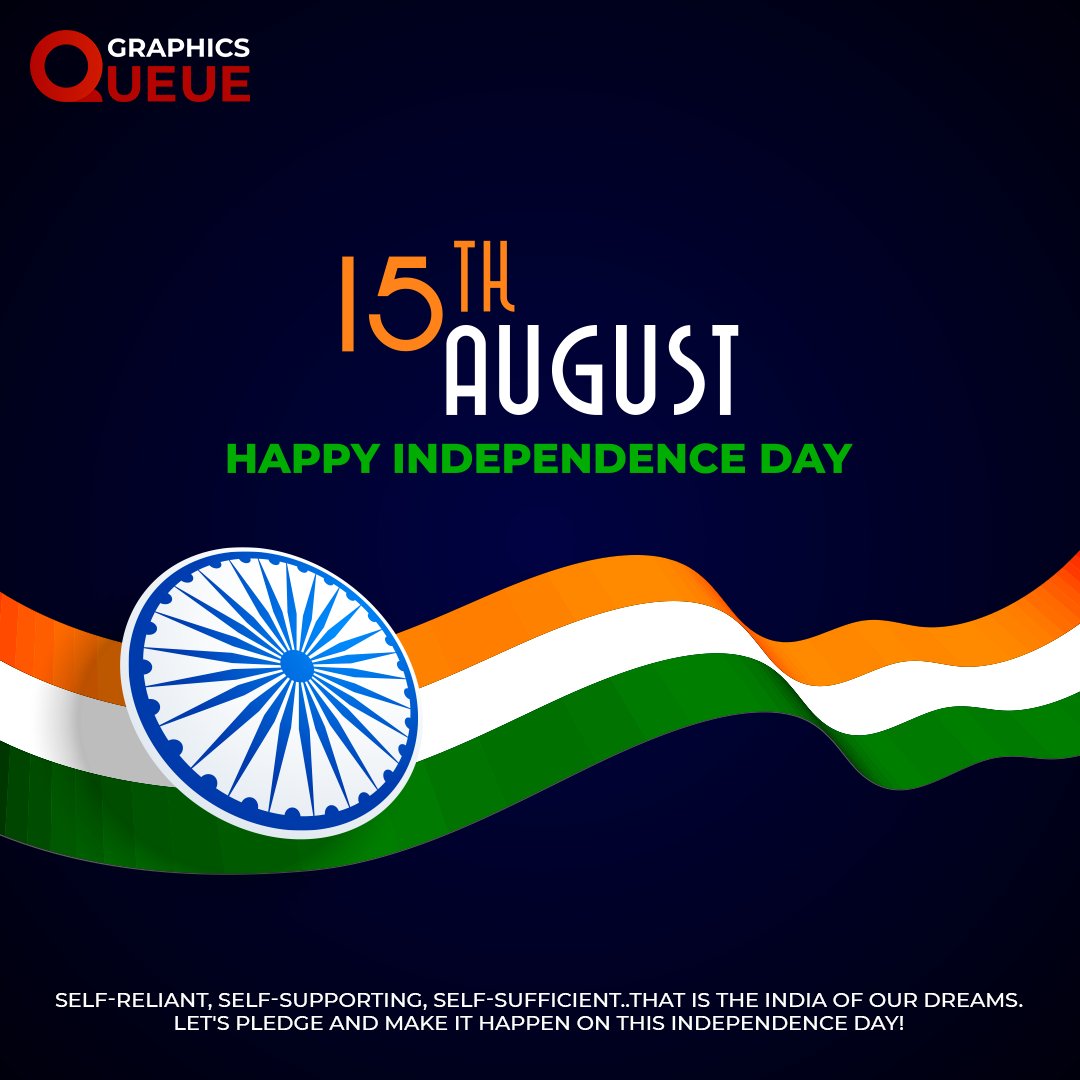 GraphicsQueue's tweet image. 15th August Happy Independence Day!
Self-reliant, self-supporting, self-sufficient..that is the India of our dreams. Let&apos;s pledge and make it happen on this Independence Day!
#independence #freedom #independenceday #india #history #15august #15august1947