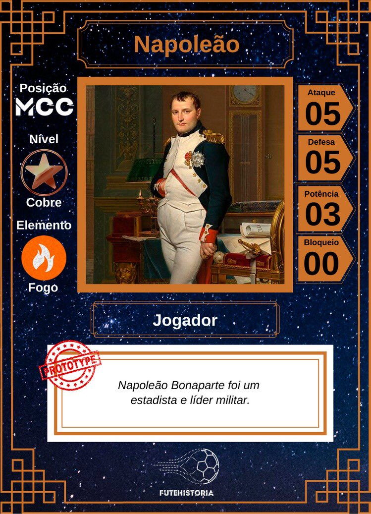 fthistoria's tweet photo. Napoleão Bonaparte nasceu em 15/08 e chegou ao elenco do FuteHistória! Faça sua história no campo de futebol! Acesse: https://t.co/whTvHLL8g0

#futehistoria #jogodetabuleiro #futebol #historia https://t.co/vVvcZ6QdgC
