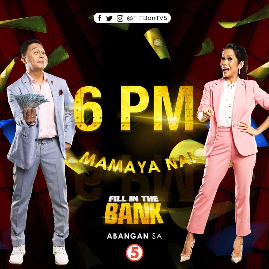 Fill in the Bank aims to help the needy din in this time of pandemic. Mamaya nanag 6pm sa <a href="/TV5manila/">TV5</a> 

#BawalNaGameShow 
#FillInTheBank