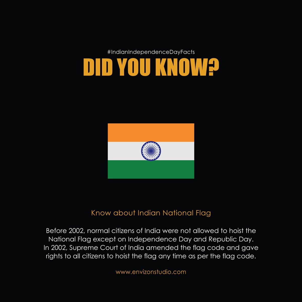 envizon_designs's tweet photo. Wishing a Happy Independence Day to all...

#independenceday #happyindependenceday #india #indianindependenceday #independenceday2020 #freedomfighters #15august  #tricolor #indiaflag #envizonstudio #advertising #brandingagency #digitalmarketing #creative #websitedesign https://t.co/DbzLfafNGr