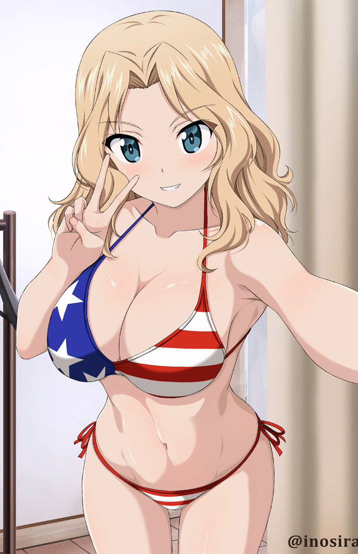 ケイ(ガルパン) 「ビキニ差分と湯気あり裸差分よ!
残りのケイのお姿はFANBOXで全部見れます。解」|イノシラのイラスト