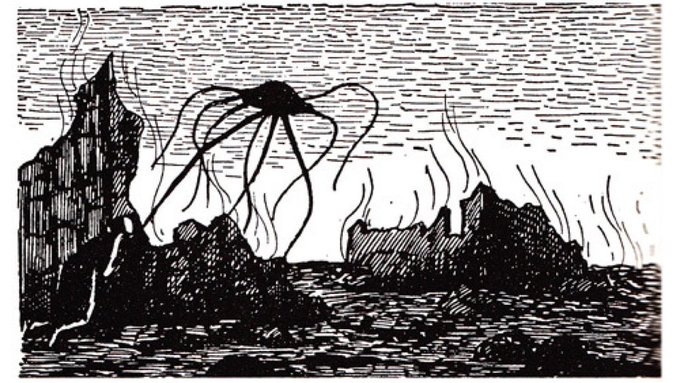 Illustrations by Edward Gorey for a 1960 edition of WAR OF THE WORLDS. 