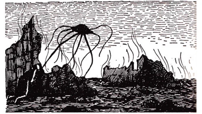 Illustrations by Edward Gorey for a 1960 edition of WAR OF THE WORLDS. 