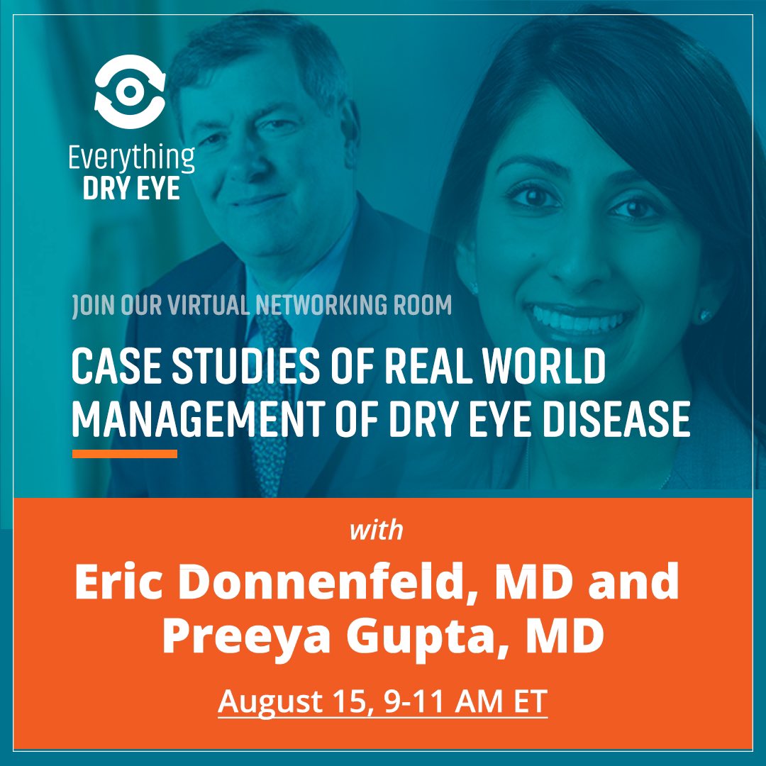 everythingdryeye.com Day 2! Come listen to Drs @DonnenfeldEric and @preeyakgupta in the networking room. 
Join us!

#everythingdryeye #ivistameded #ophthalmology #optometry #dryeyebootcamp #dryeye #eyecareprofessionals #ocularsurfacedisease  #committedtovision