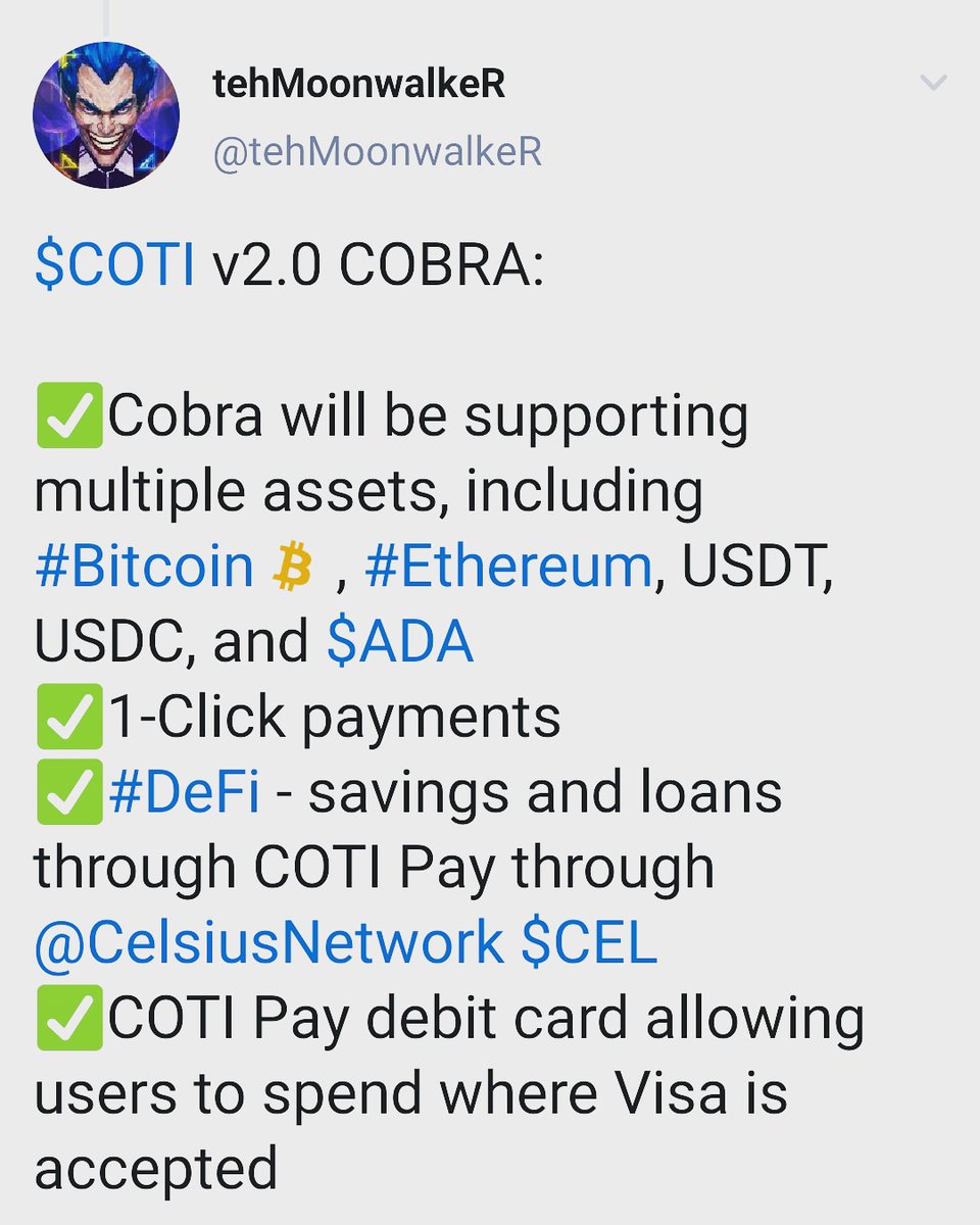81Weil's tweet photo. @_Lout_ @UTRUST $COTI #DeFi #Staking #Trustchain #CotiX #COTIPay #DAGtechnology #MultiDAG #Trustscore #fintech #rewards #fullnode #payments #interest #loans #blockchain #adoption $BTC $ETH $LINK $BNB #binance #cryptocurrency #crypto #paymentgateway #technology #DigitalBank #openbanking https://t.co/k98n4GHDVL