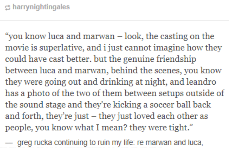 AnyZakki86's tweet photo. When I read these testimonials I would like to scream with happiness. π²β€
It would be nice to see more photos of the two of them having fun evenings during the movie break. ππ
#LucaMarinelli #MarwanKenzari #TheOldGuard #joexnicky #nickyxjoe #JoeAndNicky #immortalhusbands https://t.co/3BFxQ65Ktg