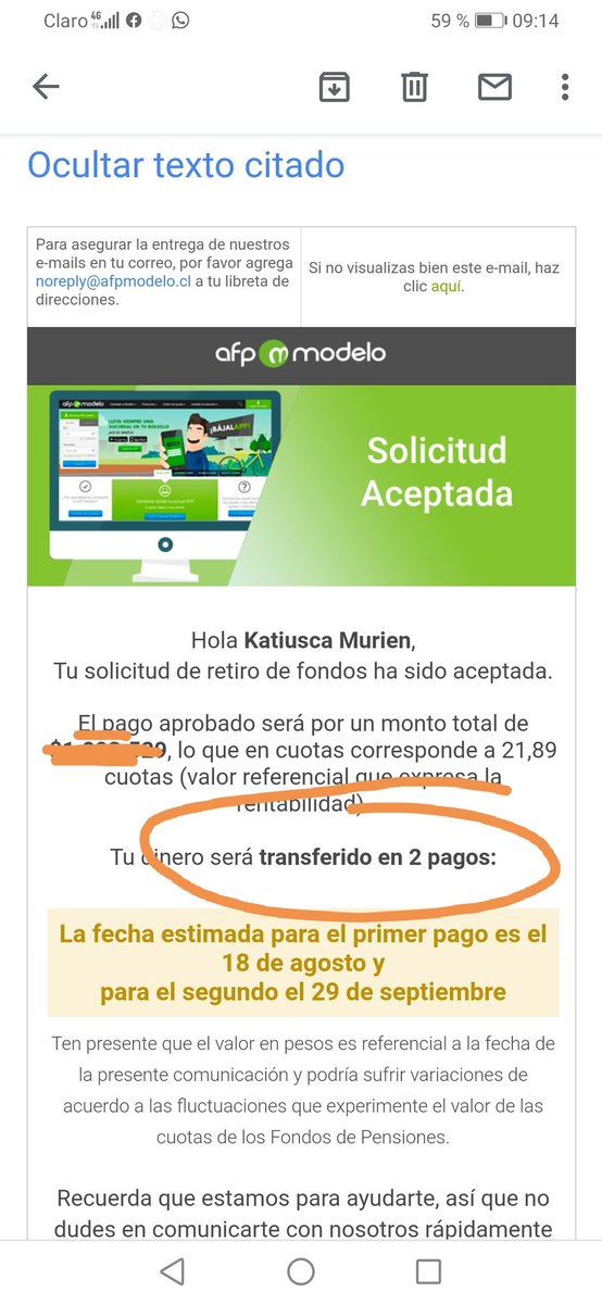 KATU_MHF's tweet photo. @sebacr2 @AFPModelocl @mailikesunday @Superpensiones Me paso lo mismo solicite el total y hoy me llegó este correo https://t.co/cKFI69DxRg