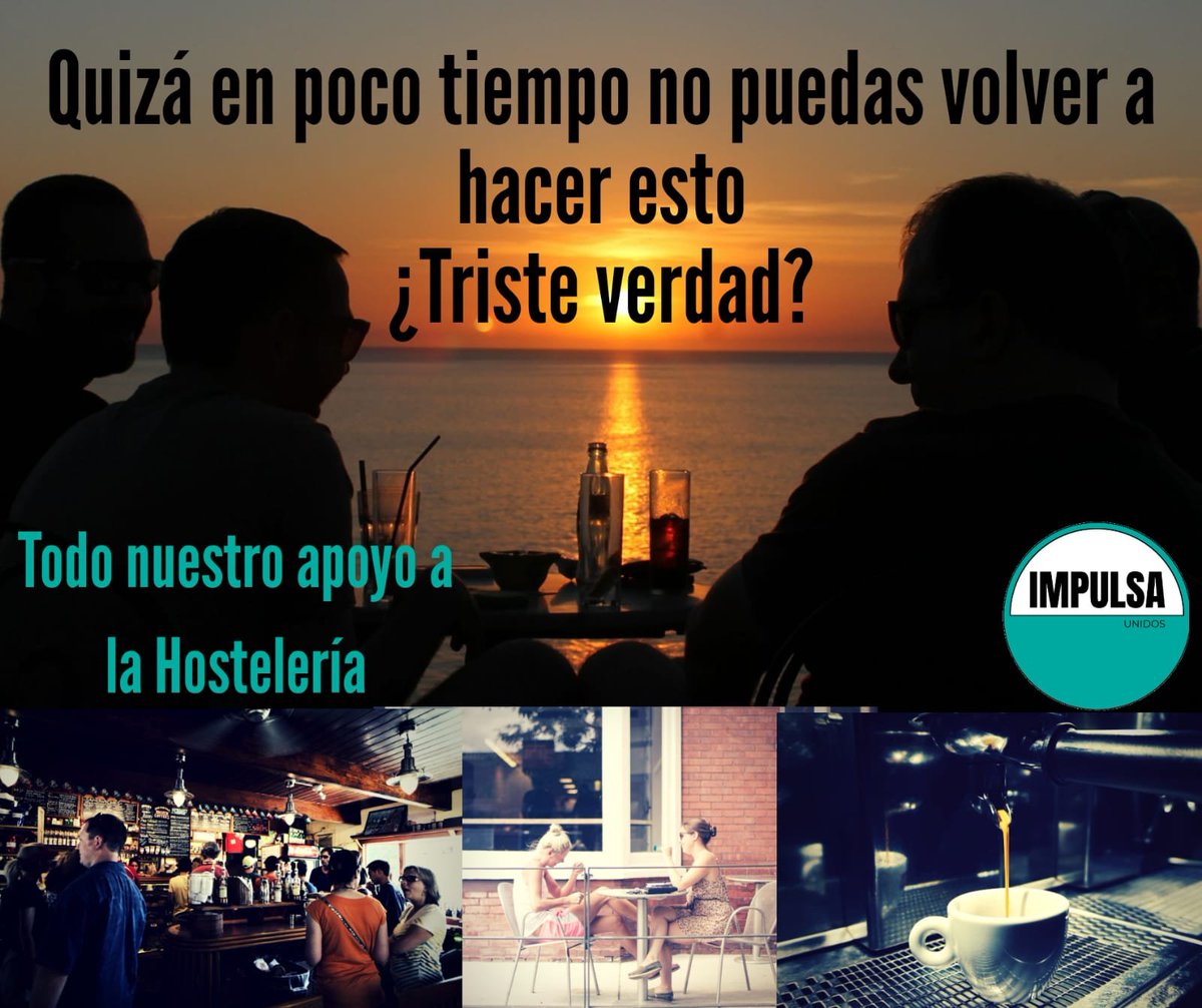 ¿Te has parado a imaginar en tu calle, tu pueblo, tu ciudad...sin hostelería?
Piensa en cada sonrisa, en cada lágrima, en cada abrazo, en cada brindis, porque si siguen apretando a la hostelería quizá no vuelva a repetirse
#impulsapartido  #nuevapolitica