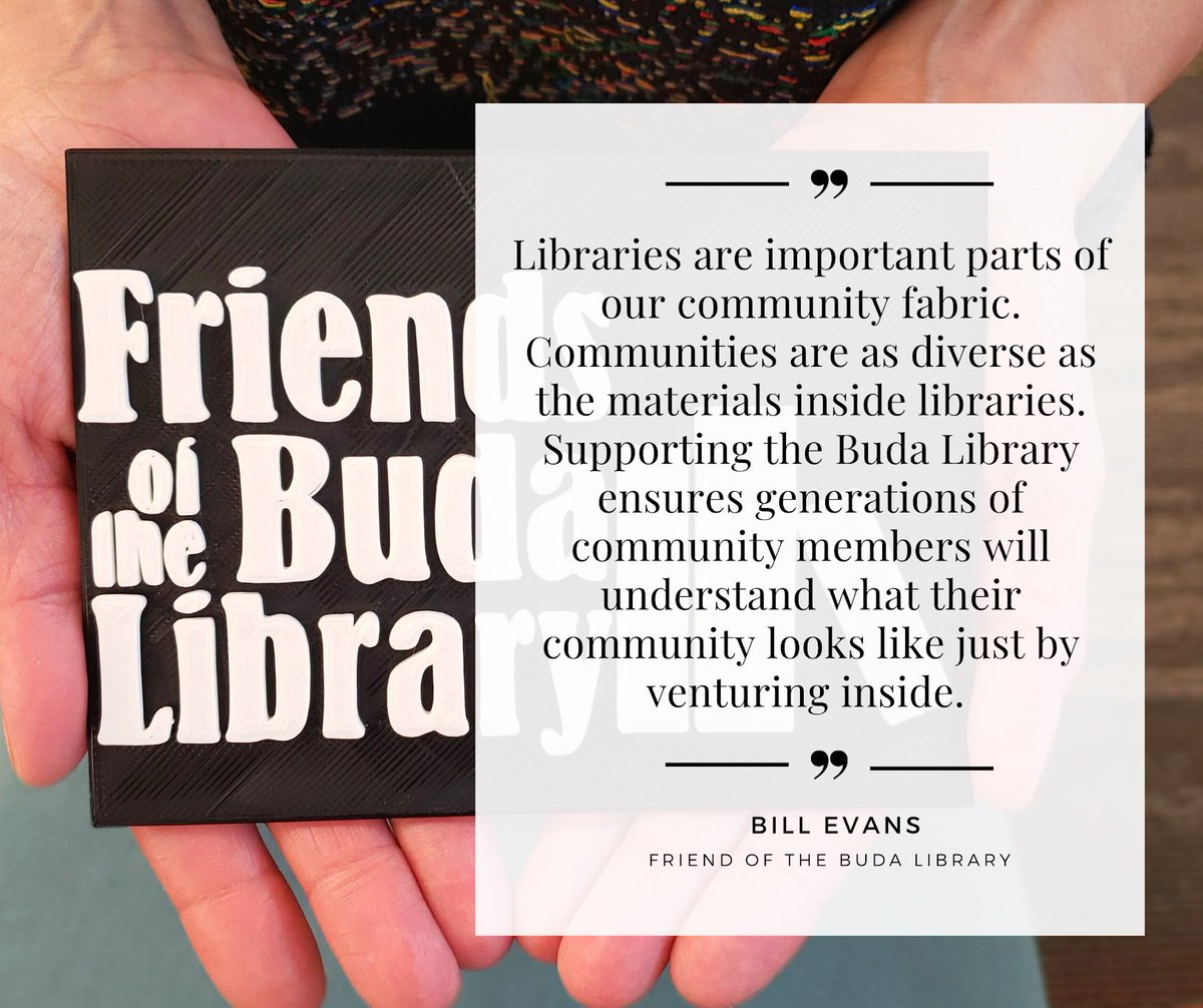 Donations help us support <a href="/CityofBudaTX/">City of Buda, TX</a>’s <a href="/BudaLibrary/">Buda Public Library</a>. Many thanks to recent donor Bill Evans for his contribution and message to encourage others! Visit friendsofthebudalibrary.org to offer your support. #budatx