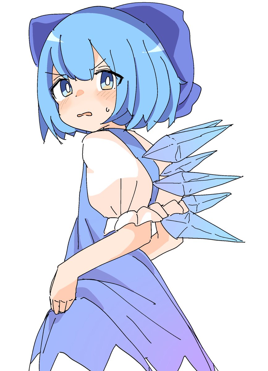 cirno 1girl solo blue hair blue eyes wings dress ice wings  illustration images