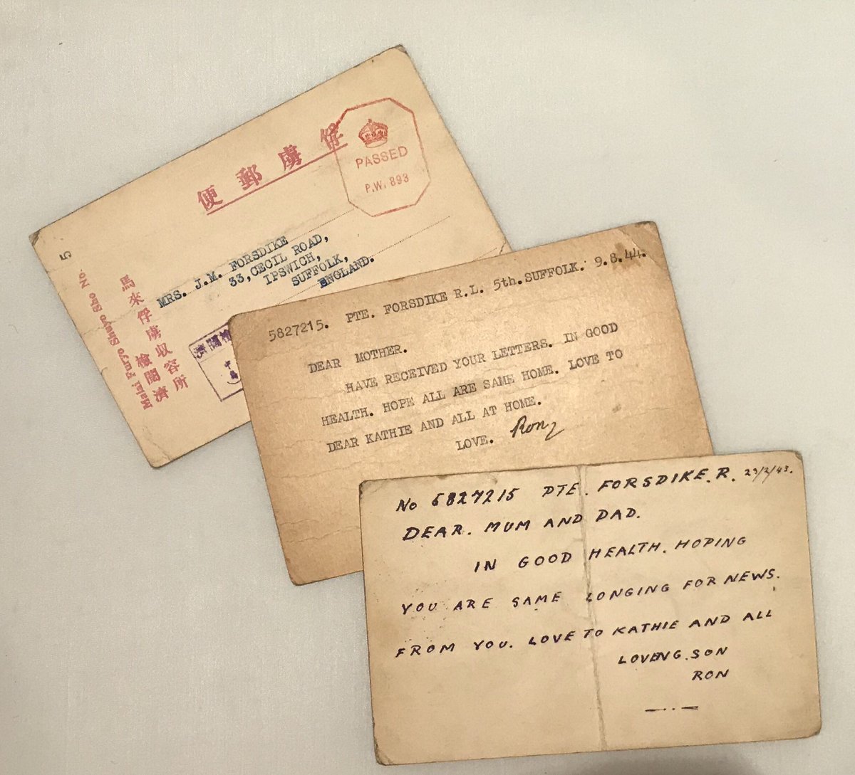 ...Sadly however, his war was not be in Europe, but on the other side of the world where on 15th February 1942, he and the rest of the 18th (East Anglian) Division, were captured at Singapore...(3/20)