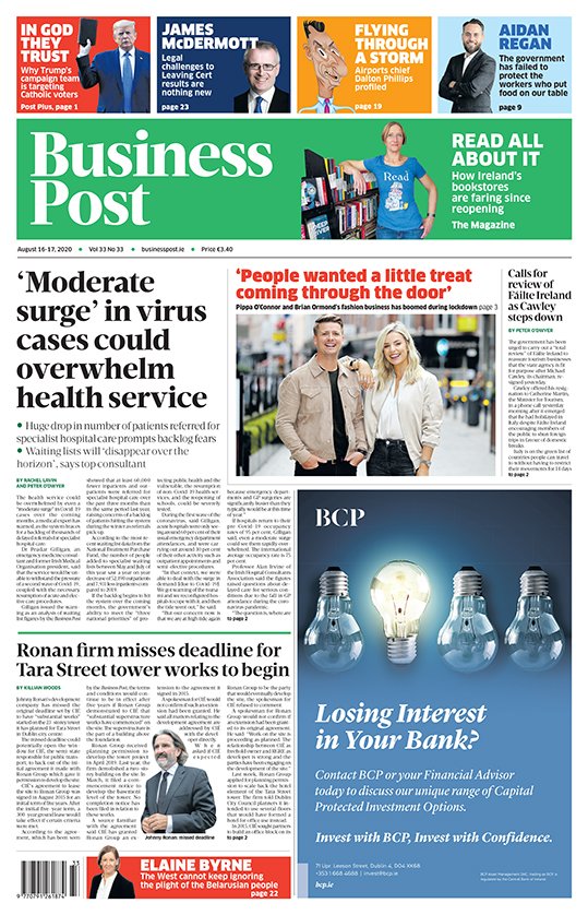 Tomorrow's front page. Pick up a copy in stores or subscribe at businesspost.ie