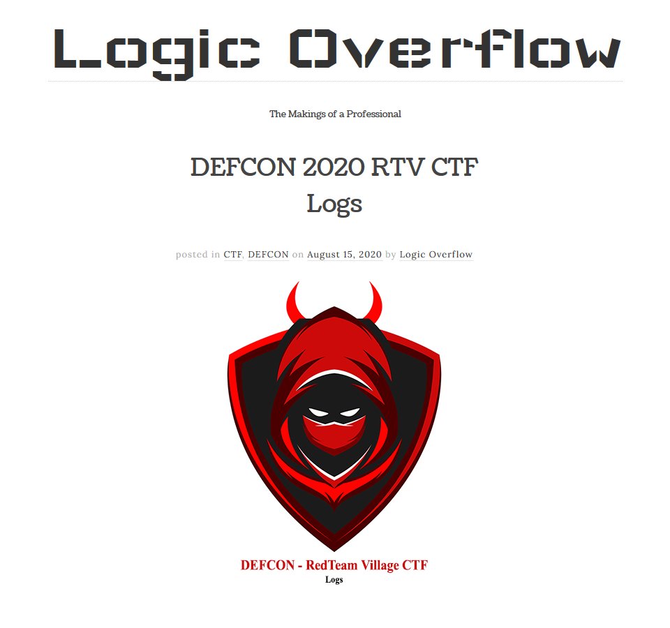 LogicOverflow's tweet photo. [Logs] Walkthrough guide for DEFCON 2020 RedTeam Village's Capture The Flag:

https://t.co/9fd9qcMx1T

#DEFCON #flags #defconsafemode #cybersecurity #redteam #CTF #VillageRedTeam #Writeup https://t.co/npuPPrsJ2G