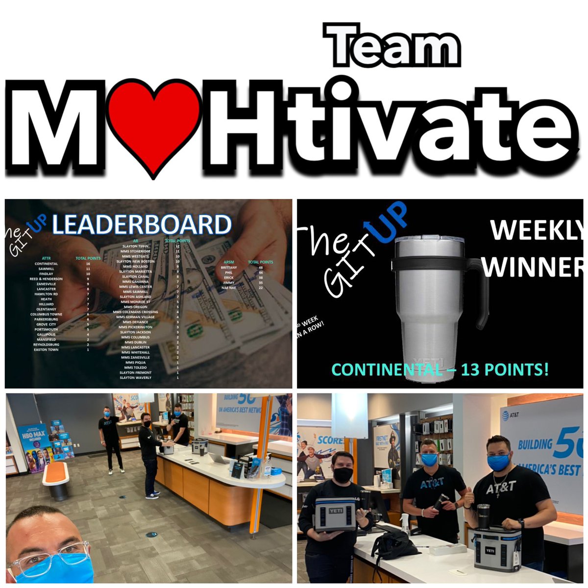 ๐๐๐๐ ๐ผ๐พ๐ท๐๐๐๐๐๐ (@teammohtivate) on Twitter photo Thank you <a href="/SlaytonWireless/">Slayton Wireless</a> for hosting #TheGITUP live this morningโผ๏ธ
Congrats again to our July winner David <a href="/Mike_Reed15/">Michael Reed</a> & the Slayton Marietta squadโผ๏ธ Enjoy your Yeti coolers & tumblers ๐ช๐ป
Congrats to our weekly winners Ben & Dom from our Continental location ๐๐ป
#MOHtivate Thank you <a href="/SlaytonWireless/">Slayton Wireless</a> for hosting #TheGITUP live this morningโผ๏ธ
Congrats again to our July winner David <a href="/Mike_Reed15/">Michael Reed</a> & the Slayton Marietta squadโผ๏ธ Enjoy your Yeti coolers & tumblers ๐ช๐ป
Congrats to our weekly winners Ben & Dom from our Continental location ๐๐ป
#MOHtivate