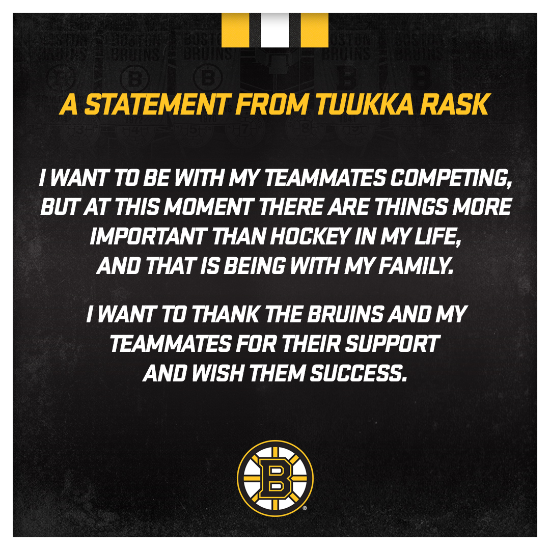 #NHLBruins goalie Tuukka Rask has opted out of the NHL's Return to Play: