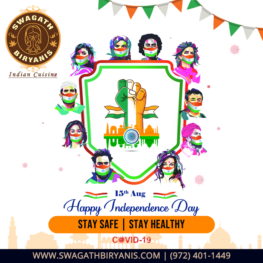 SBiryanis's tweet photo. "This Independence Day let's take a pledge to protect the peace and unity of our great nation.
Happy Independence Day!"
#peace #unityofnation #happyindependenceday
#happyindependenceday2020 #freedom Swagath Biryanis
#swagathbiryanis #indianrestaurant #indiancuisine
#irvingtexas https://t.co/uvyLLiXYNr