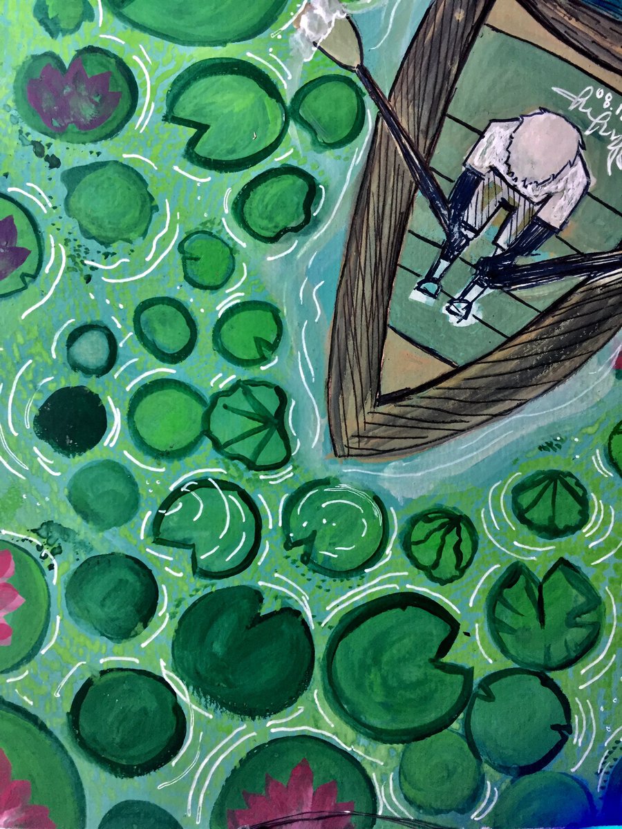 Ste_rina's tweet photo. Weaving Memories" 
*A Poem that I made along with this*

The soul dwells through
 places of unknown,
Carrying nothing but feelings and blurred memories untold.

His sight was gone 
and so his body,
And he continues to weave silently
between those ripples and wild lilies. https://t.co/O4PQGWOt5w