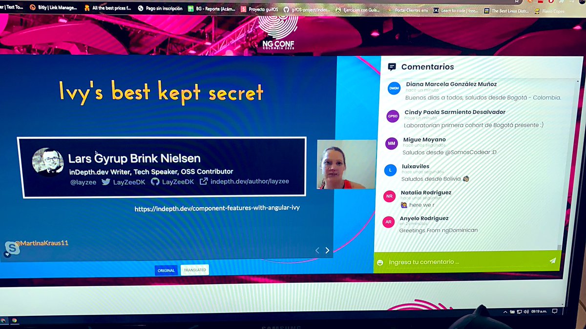 appitoriadev's tweet photo. Starting the #NgConfCo2020 with this powerful girl @MartinaKraus11 !! ๐คฏ
Sheโs sharing with us โComponent features - The post IVY release-timeโ ๐๐ป
#YouGoGirl
#GermanyBased https://t.co/Vqul2cxGYu