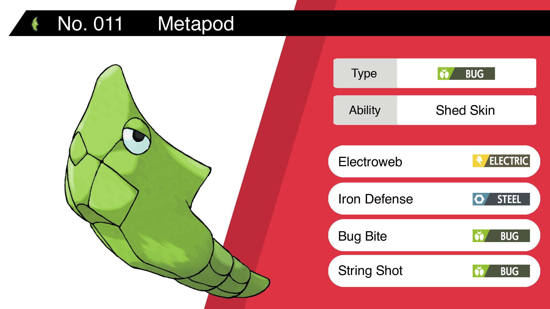 Random Pokemon Bot on "Metapod Ability: Shed Moves: Electroweb, Iron Defense, Bug Bite, String Shot #pokemon #Metapod https://t.co/DQNiCXCnkp" / Twitter