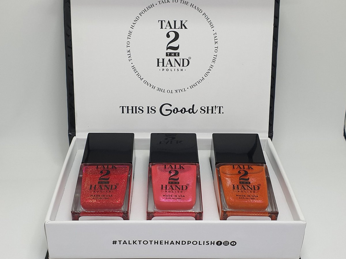 These sparkling, exciting #nailpolish shades of orange and red will make sure life stays interesting!! 😍💅

Meet our "Glitterati" Three Pack - available now on our website ✨

talktothehandpolish.com/shop/glitterat…