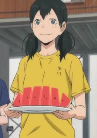 eri miyanoshita :- SWEETHEART BUT ALSO SCARY VERY SCARY- your favourite fruit is watermelon - you remind me of that sweet little bumblebee song- plays volleyball