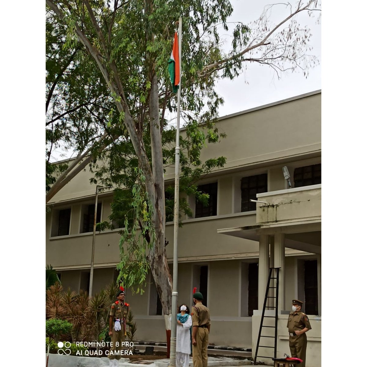 NssLdce's tweet photo. L.D. College of Engineering along with NSS &amp; NCC units celebrated 74th Independence day of India in the campus.
Principal ma'am Dr. R.K. Gajjar hoisted the flag along with NSS-NCC Program officer Major (Dr.) C.S. Sanghvi. https://t.co/TcWmyrFdEr