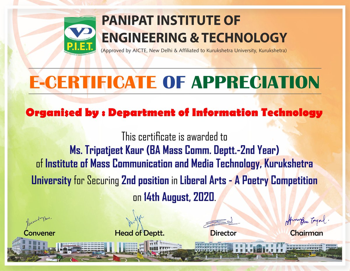 PIETPanipat's tweet image. To celebrate the Independence day, IT department had organised a poster making/Poetry event "Liberal Arts." 
The event was graced by the presence of MR Rakesh tayal,Dr Shakti Kumar &amp;amp; Dean Academics Vijay Athawale &amp;amp; was organised by Harminder Kaur &amp;amp; Karuna.
#Independencedaycontest