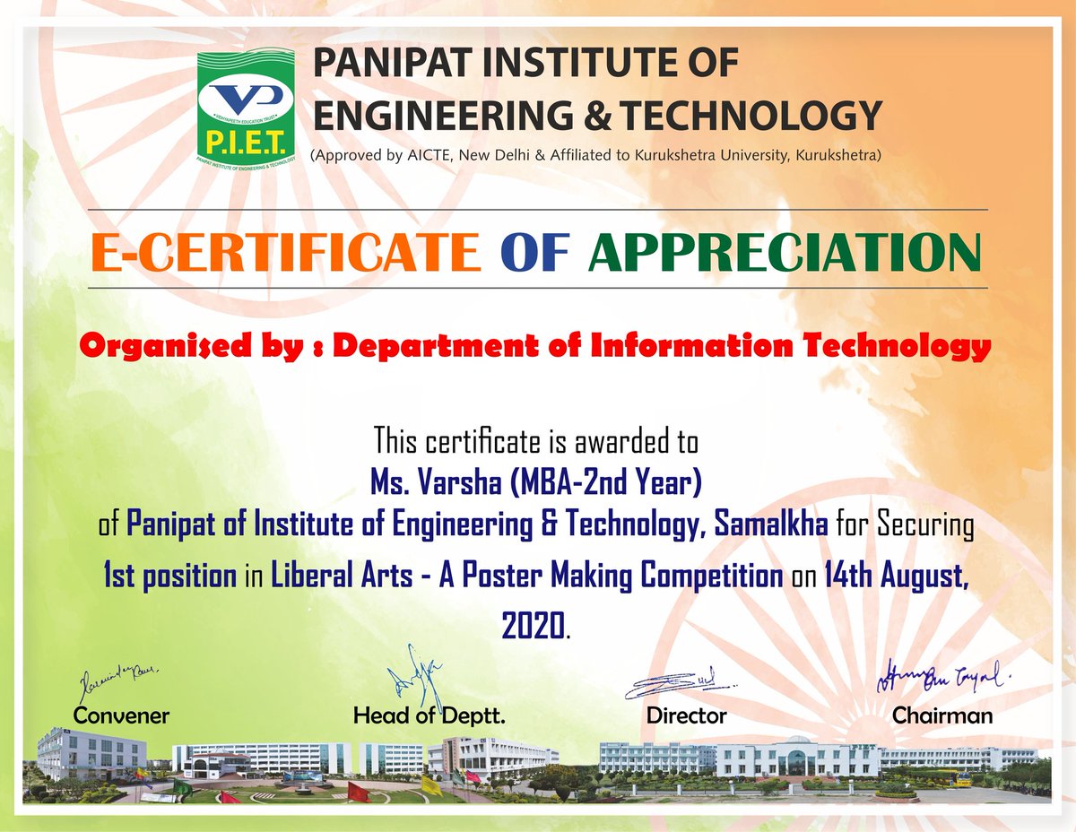 PIETPanipat's tweet image. To celebrate the Independence day, IT department had organised a poster making/Poetry event "Liberal Arts." 
The event was graced by the presence of MR Rakesh tayal,Dr Shakti Kumar &amp;amp; Dean Academics Vijay Athawale &amp;amp; was organised by Harminder Kaur &amp;amp; Karuna.
#Independencedaycontest