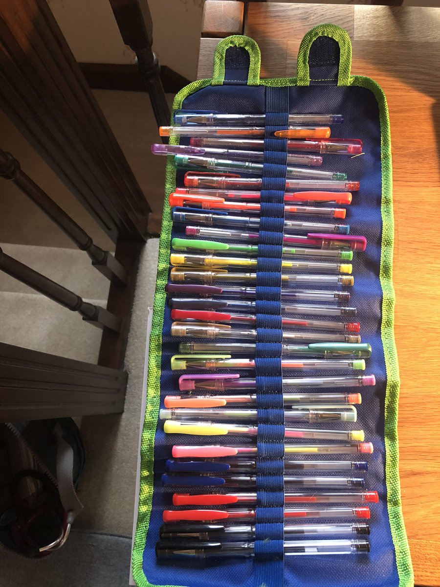 Lauramowen's tweet photo. When revision/work/life gets a bit too much remember you have a friend that bought you a collection of gel pens in their own special airway roll 😍 @TheActualDoc https://t.co/CIYX7kRT5N